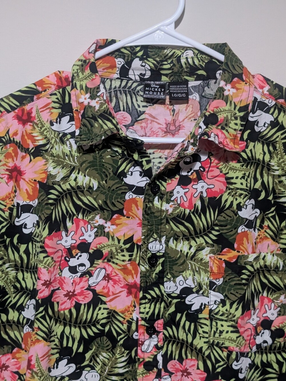 Disney Button Down Hawaiian Shirt Mickey Mouse Men Large